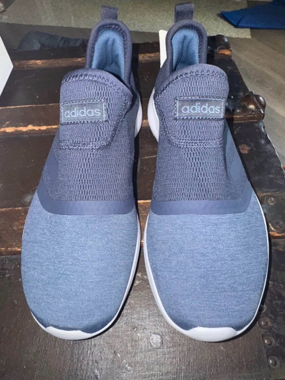 Adidas Slip-On Athletic Sneakers in Navy and White